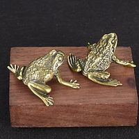 Copper Frog Statue, Elegant Hand Painted Pattern Mini Praying Decoration Lifelike Exquisite Antique for Desk, Solid Copper Antique Micro-Carved Antique Bronze Ware Metal Art Small Ornaments Golden Lightinthebox - thumbnail