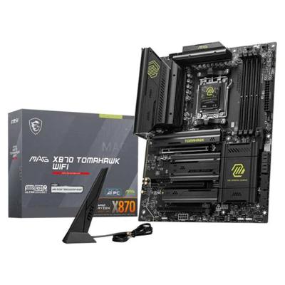MSI MAG X870 Tomahawk WIFI AXT Motherboard, AMD X870 Chipset, 4x UDIMM DDR5 Slots, 256GB Max Memory, 4x M.2 Slots, HDMI Port, 2x Type-C DisplayPort, Black