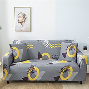 Grey Leaves Print Dustproof All-powerful Slipcovers Stretch Sofa Cover Super Soft Fabric Couch Cover With One Free Boster Case(Chair/Love Seat/3 Seats/4 Seats) miniinthebox