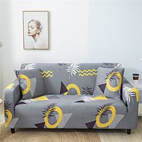 Grey Leaves Print Dustproof All-powerful Slipcovers Stretch Sofa Cover Super Soft Fabric Couch Cover With One Free Boster Case(Chair/Love Seat/3 Seats/4 Seats) miniinthebox - thumbnail