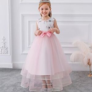 Princess Floor Length Flower Girl Dresses Party Tulle Sleeveless Jewel Neck with Sash / Ribbon miniinthebox
