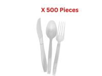 Hotpack Light Duty White Cutlery Set Spoon Fork Knife Napkin - 500 Pieces - CP