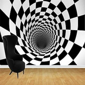 Abstract Wallpaper Mural Art Deco Black Swirl Wall Covering Sticker Peel and Stick Removable PVC/Vinyl Material Self Adhesive/Adhesive Required Wall Decor for Living Room Kitchen Bathroom miniinthebox