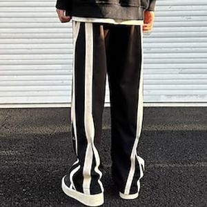 Men's Sweatpants Tear Away Pants Straight Leg Sweatpants Pocket Drawstring Elastic Waist Color Block Comfort Breathable Outdoor Daily Going out Fashion Casual Black Lightinthebox