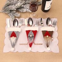 Christmas Tableware Decoration Fork Knife Cutlery Holder Silverware Tableware Bag Swedish Santa Gnome Home Christmas Party Table Dinner Decor Lightinthebox - thumbnail