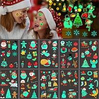 10 Sheets Christmas Nightlight Tattoo Sticker Waterproof And Sweatproof Boys And Girls' Holiday Party Dressing Cartoon Tattoo Sticker Glowing Sticker Toy Lightinthebox - thumbnail