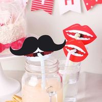 50Pcs Red Lips Mustache Lollipop Paper Cards Birthday Wedding Party Straw Candy Decor Christmas