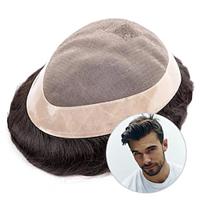 Toupee Mono Male Wig Men Wig 100% Natural Human Hair Durable Male Hair Prosthesis Toupee Men 6 Hair Replacement System For Men6X8 7X9 8X10 Lightinthebox