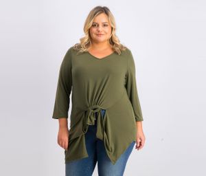 Womens Top Olive Plus Size Gathered-Front  Olive