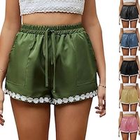 Women's Shorts Plain Lace Side Pockets Short Casual Daily Going out Weekend Black Pink S M Summer Lightinthebox