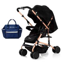 Teknum Reversible Trip Stroller w / Blue Ace Diaper Bag - Black CM_TKLS_RTSBKADPBB