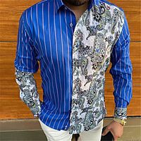 Men's Shirt Other Prints Tartan Letter Standing Collar Going out golf shirts Patchwork Print Long Sleeve Slim Tops Designer Punk  Gothic Light Yellow Light Pink Blue miniinthebox - thumbnail