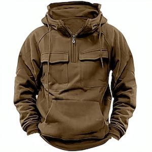 Men's Hoodie Quarter Zipper Hoodie Yellow Hooded Plain Sports  Outdoor Daily Holiday Streetwear Cool Casual Spring   Fall Clothing Apparel Hoodies Sweatshirts  Lightinthebox