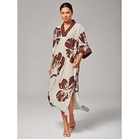 Women's V-Neck Floral Print Relaxed-Fit Spun Rayon Vacation Dress