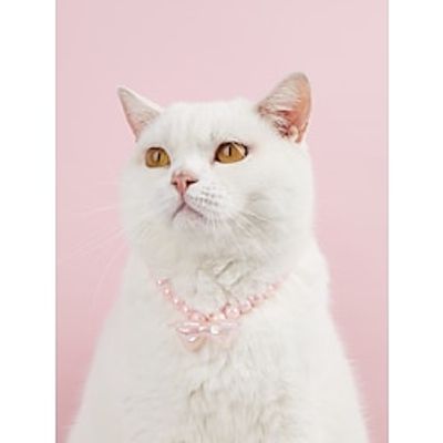 1 Pet Necklace Bead Neck Ring Pink Bow Tie Bead Cat Necklace Jewelry Accessories Small and Medium Dog Collar Lightinthebox
