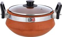 Olsenmark Traditional Cookware Clay Non-Veg Handi, Glass Lid-(Venetian Red)-(OMCP6020)