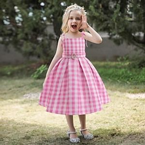 Kids Girls' Party Dress Flower Sleeveless Performance Birthday Zipper Tie Knot Adorable Princess Polyester Cotton Blend Knee-length Party Dress Summer Spring Fall 3-10 Years Pink Lightinthebox