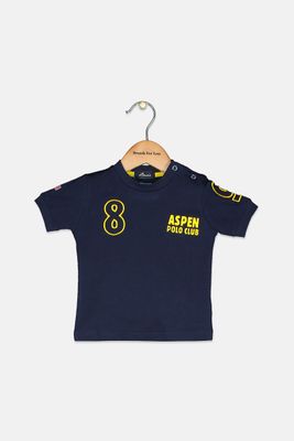 Toddlers Boys Embroidered 8 & 5 T-Shirt Navy Blue/Yellow Toddlers Boys Embroidered 8 & 5 T-Shirt Navy Blue/Yellow