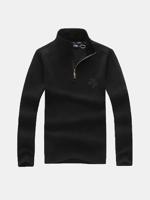 Mens Cotton Casual Solid Stand Collar Sweater