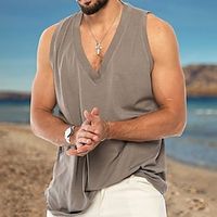 Men's Tank Top Vest Top Undershirt Sleeveless Shirt Plain Crew Neck Outdoor Going out Sleeveless Clothing Apparel Fashion Designer Muscle miniinthebox - thumbnail