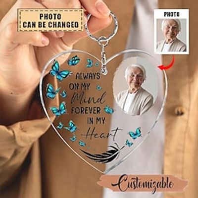 Personalized Custom Shaped Acrylic Keychain,Photo Inserted - Always On My Mind miniinthebox