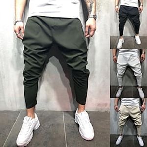 Men's Trousers Cropped Pants Harem Pants Casual Pants Plain Comfort Outdoor Daily Going out Fashion Streetwear Black White miniinthebox