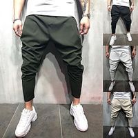 Men's Trousers Cropped Pants Harem Pants Casual Pants Plain Comfort Outdoor Daily Going out Fashion Streetwear Black White miniinthebox - thumbnail