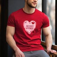 Valentine's Day Red T shirt Tee Men's Graphic Cotton Blend Shirt Sports Classic Shirt Short Sleeve Comfortable Tee Sports Outdoor Holiday Summer Fashion Designer Clothing S M L XL XXL XXXL Lightinthebox - thumbnail