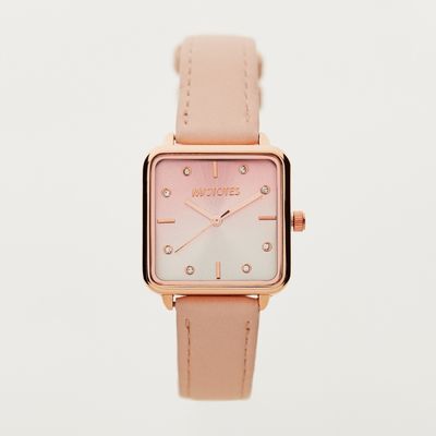 Mistotes Crystal Studded Square Dial Wristwatch