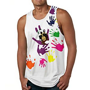 Men's Tank Top Undershirt 3D Print Graphic Prints Hand Print Sleeveless Daily Tops Casual Designer Big and Tall White Lightinthebox