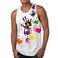 Men's Tank Top Undershirt 3D Print Graphic Prints Hand Print Sleeveless Daily Tops Casual Designer Big and Tall White Lightinthebox - thumbnail