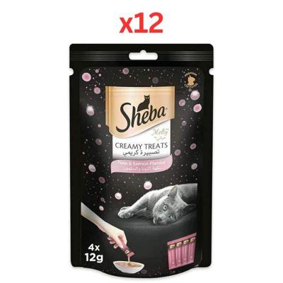 Sheba Melty Tuna & Salmon Creamy Cat Treats 4X12G (Pack of 12)