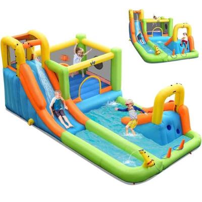 Megastar Inflatable Water Slide, 7 In 1 Double Long Slide Giant Water Park