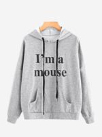 Latter Print Hooded Women Hoodies