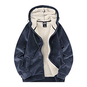 Men's Hoodie Sweatshirt Zip Up Hoodie Sweatshirt Solid Color Round Neck Hooded Daily Casual Hoodies Sweatshirts  Long Sleeve Blue Black miniinthebox