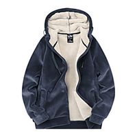 Men's Hoodie Sweatshirt Zip Up Hoodie Sweatshirt Solid Color Round Neck Hooded Daily Casual Hoodies Sweatshirts  Long Sleeve Blue Black miniinthebox - thumbnail