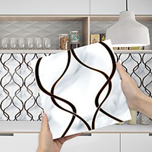 Imitation Epoxy Tile Sticker White Marble Water Corrugated Wall Sticker House Renovation Diy Self-adhesive Pvc Wallpaper Painting Kitchen Waterproof And Oilproof Wall Sticker miniinthebox