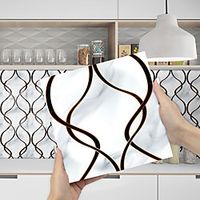 Imitation Epoxy Tile Sticker White Marble Water Corrugated Wall Sticker House Renovation Diy Self-adhesive Pvc Wallpaper Painting Kitchen Waterproof And Oilproof Wall Sticker miniinthebox - thumbnail