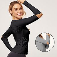 Women's Long Sleeve Running Shirt Tee Tshirt Top Athletic Spandex Quick Dry Breathable Soft Gym Workout Running Active Training Jogging Exercise Sportswear Solid Colored Normal White Black Blushing Lightinthebox - thumbnail