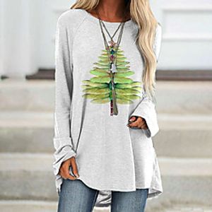 Women's T Shirt Dress Tee Dress Short Mini Dress White Long Sleeve Animal Print Fall Round Neck Casual 2021 S M L XL XXL 3XL 4XL miniinthebox
