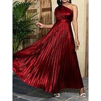 Women's Party Dress Cocktail Dress Wedding Guest Dress Long Dress Maxi Dress Red Sleeveless Pure Color Pleated Spring Fall Winter One Shoulder Fashion Winter Dress Wedding Guest Birthday 2023 S M L Lightinthebox - thumbnail