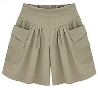 Women's Wide Leg Shorts Bermuda shorts Cotton Blend Army Green Khaki Navy Blue High Waist Casual Pocket Solid Colored L XL XXL / Loose Fit miniinthebox - thumbnail