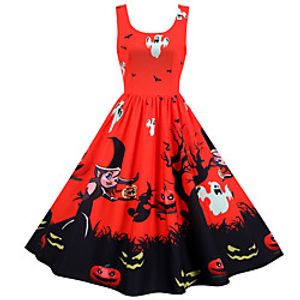 Pumpkin Flapper Dress Dress Adults' Women's Vintage Festival Christmas Halloween New Year Festival  Holiday Terylene Red Women's Easy Carnival Costumes Pumpkin Lightinthebox