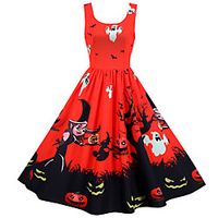 Pumpkin Flapper Dress Dress Adults' Women's Vintage Festival Christmas Halloween New Year Festival  Holiday Terylene Red Women's Easy Carnival Costumes Pumpkin Lightinthebox - thumbnail