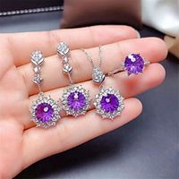 Women's Purple Synthetic Amethyst Jewelry Set Earrings Set Geometrical Flower Snowflake Crown Artistic Fashion Classic Trendy Sweet Rhinestone Earrings Jewelry Silver For Christmas Party Evening Gift miniinthebox - thumbnail