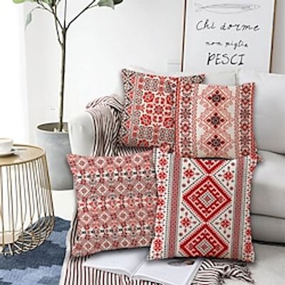 Nordic Pattern Double Side Cushion Cover 4PC Soft Decorative Square Cushion Case Pillowcase for Bedroom Livingroom Sofa Couch Chair Superior Quality Machine Washable Lightinthebox