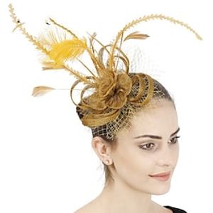 Fascinators Flax Kentucky Derby Church Elegant British With Feather Tulle Headpiece Headwear Lightinthebox