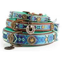 Dog With A Mission Boho Juan Leather Dog Collar - Blue XXL, 55-66X4Cm