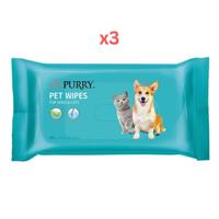 Purry Pet Wipes For Dogs & Cats Fragrance Free 80ct (Pack of 3)
