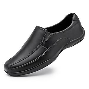 Men's Loafers  Slip-Ons Leather Loafers Casual Daily PU Black Spring miniinthebox
